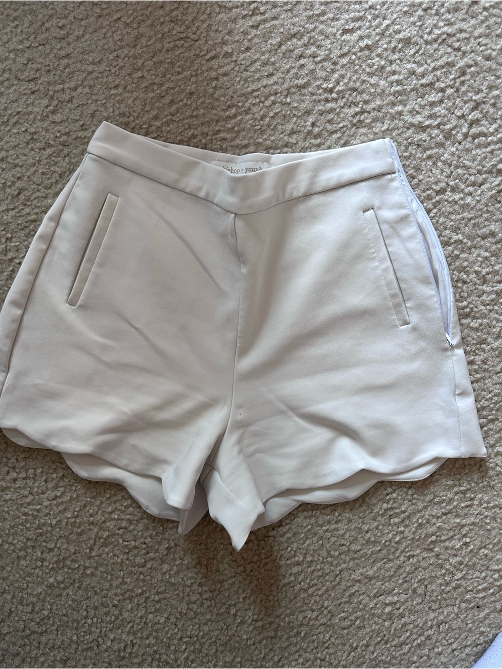 Anthropologie High-Waist White Scallop Hem Women's Shorts